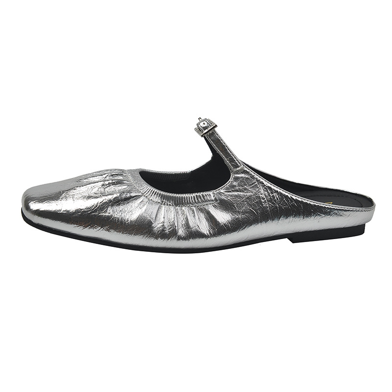Women's outdoor flat closed toe half slippers 2