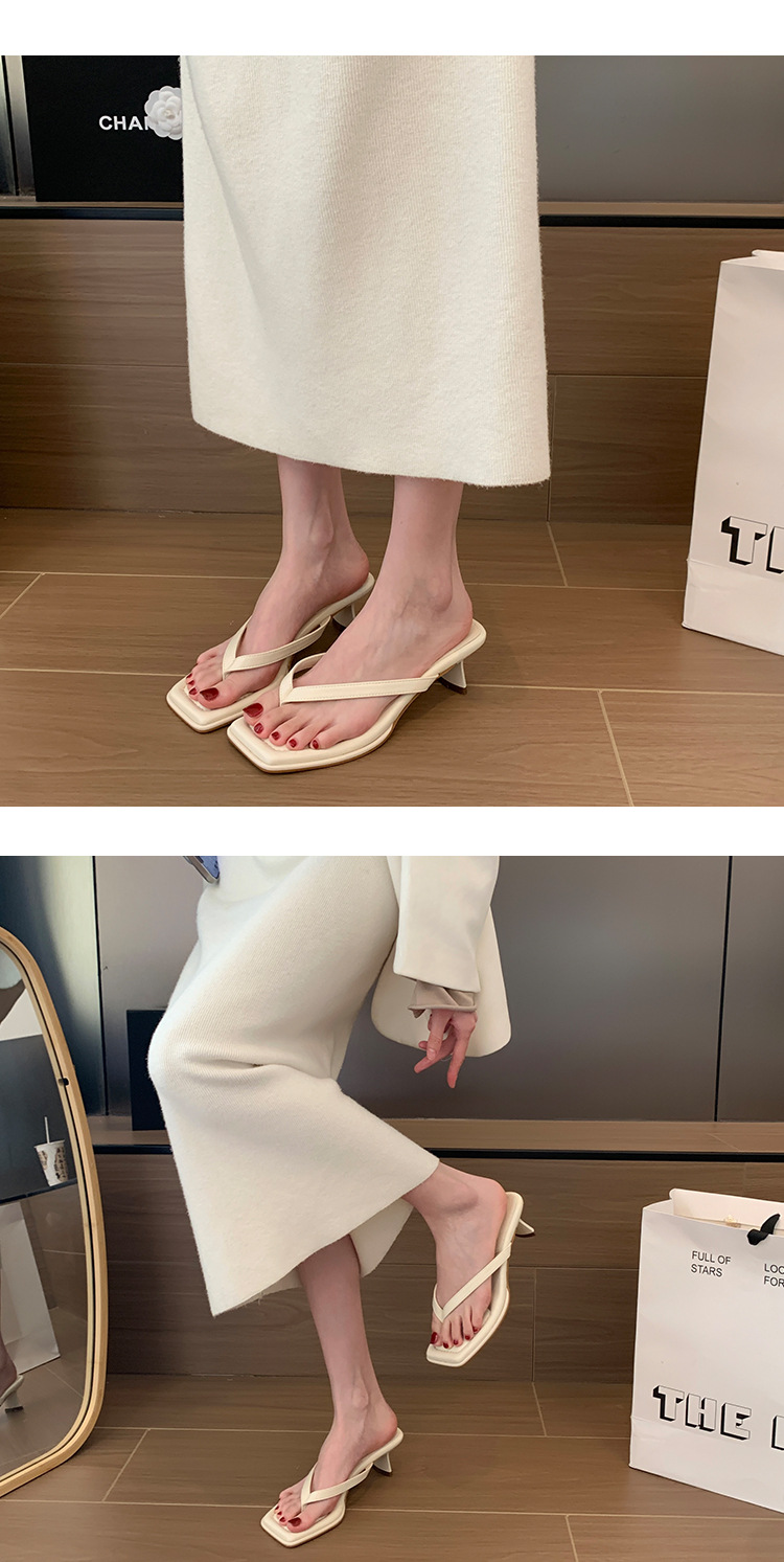 High heel open toe chunky heel flip flops 10