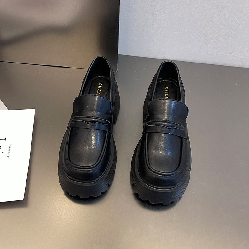 Retro British style slip-on thick-soled loafers 13