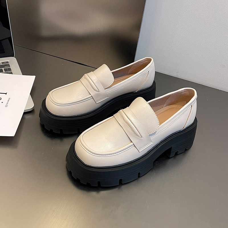 Retro British style slip-on thick-soled loafers 13