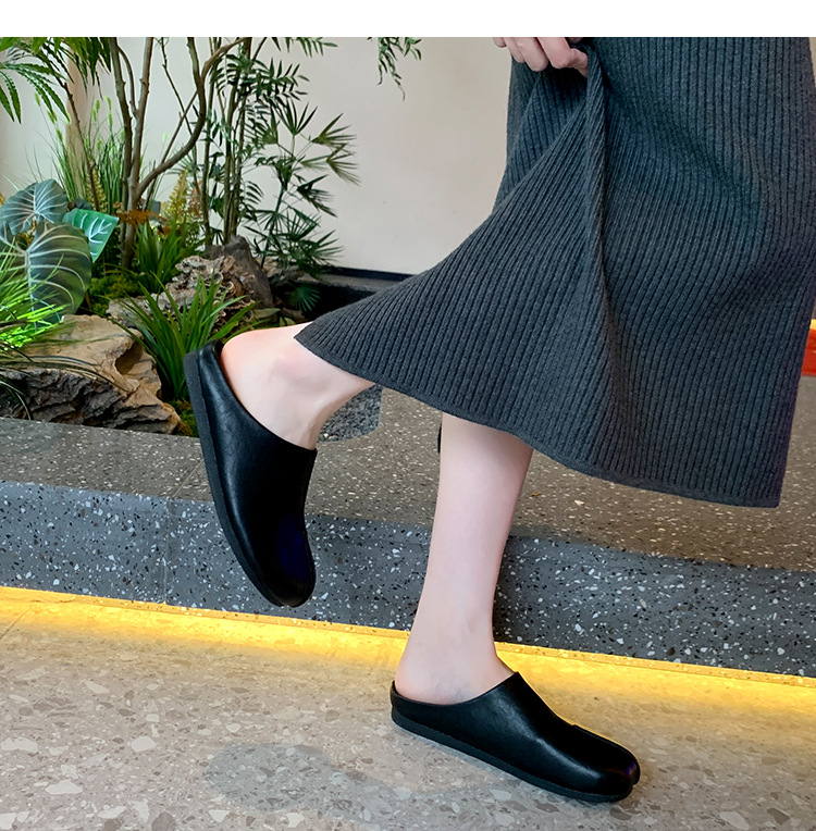 Retro Korean style slip-on closed toe half slippers 38 02