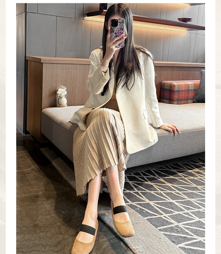 Square toe shallow slip-on suede soft sole shoes 43