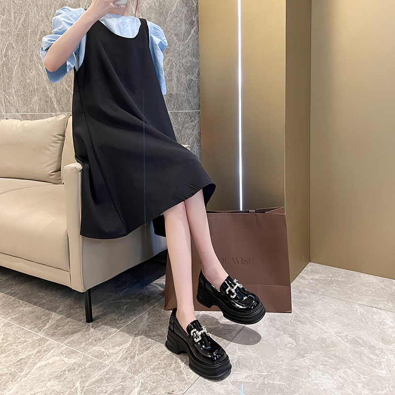 Thick-soled leather shoes JK shallow-mouth shoes 19 01