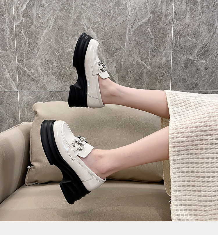 Thick-soled leather shoes JK shallow-mouth shoes 19 02