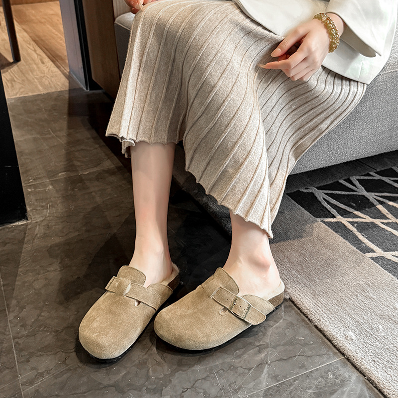 Thick-soled wool loafers with closed half-slippers 37 01