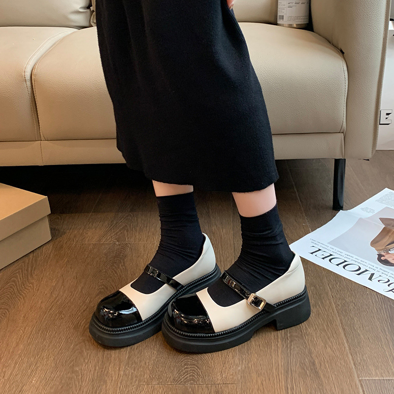 Women's Chanel style preppy style patchwork shoes 21 01