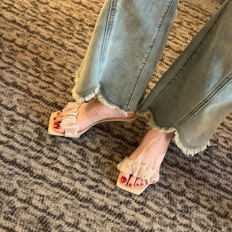 Women's crystal slippers high heel sandals 5