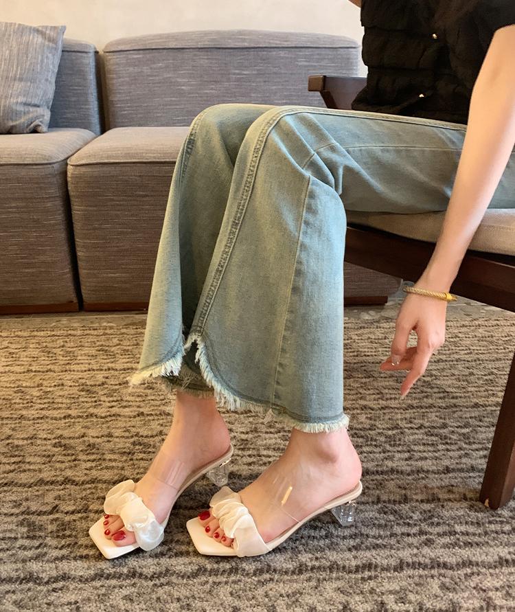 Women's crystal slippers high heel sandals 5