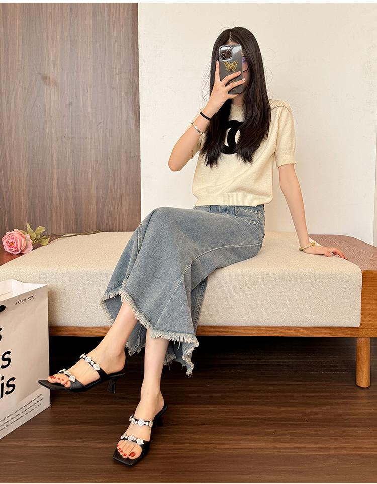 Women's rhinestone sandals with high heels 6