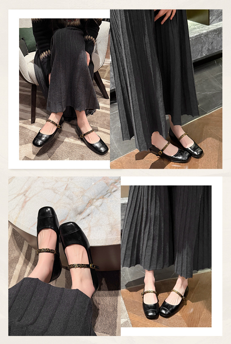 Buckle inner heightening one-strap small shoes 53