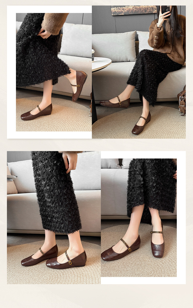 Buckle inner heightening one-strap small shoes 53