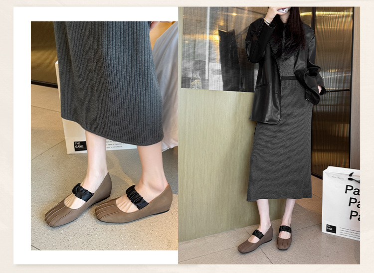 Flat square toe shoes with closed toe for commuting 44