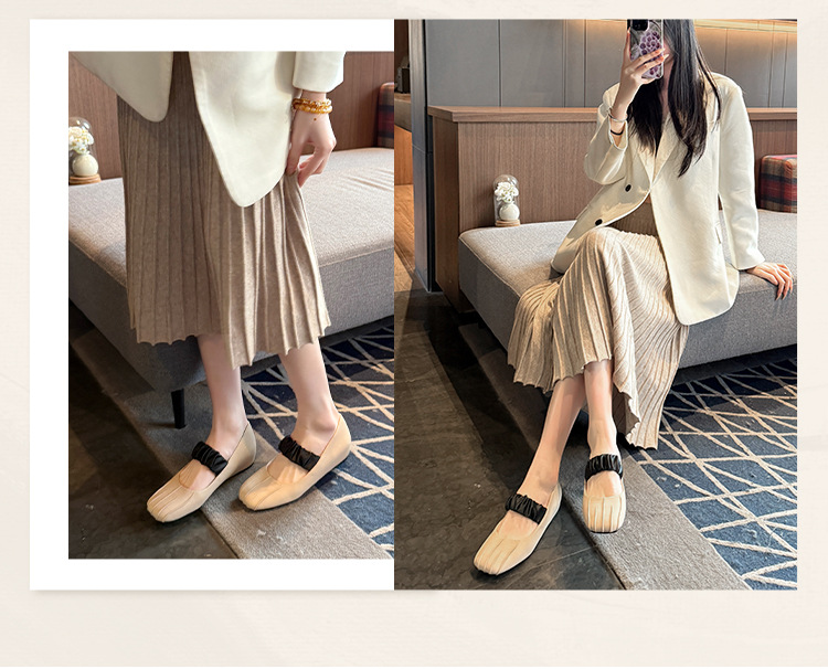 Flat square toe shoes with closed toe for commuting 44