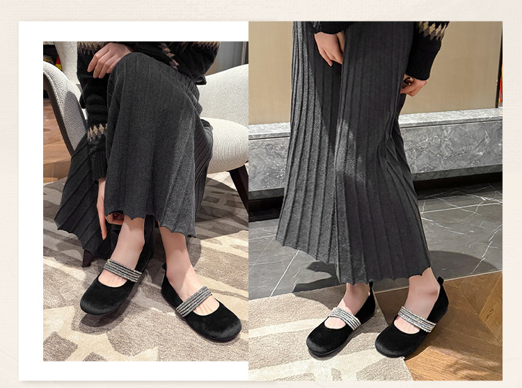 Gentle shallow mouth rhinestone soft sole shoes 60