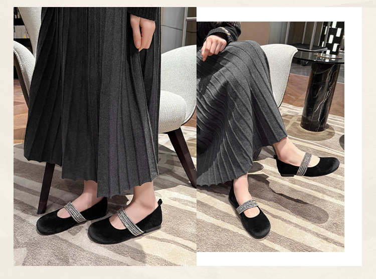 Gentle shallow mouth rhinestone soft sole shoes 60