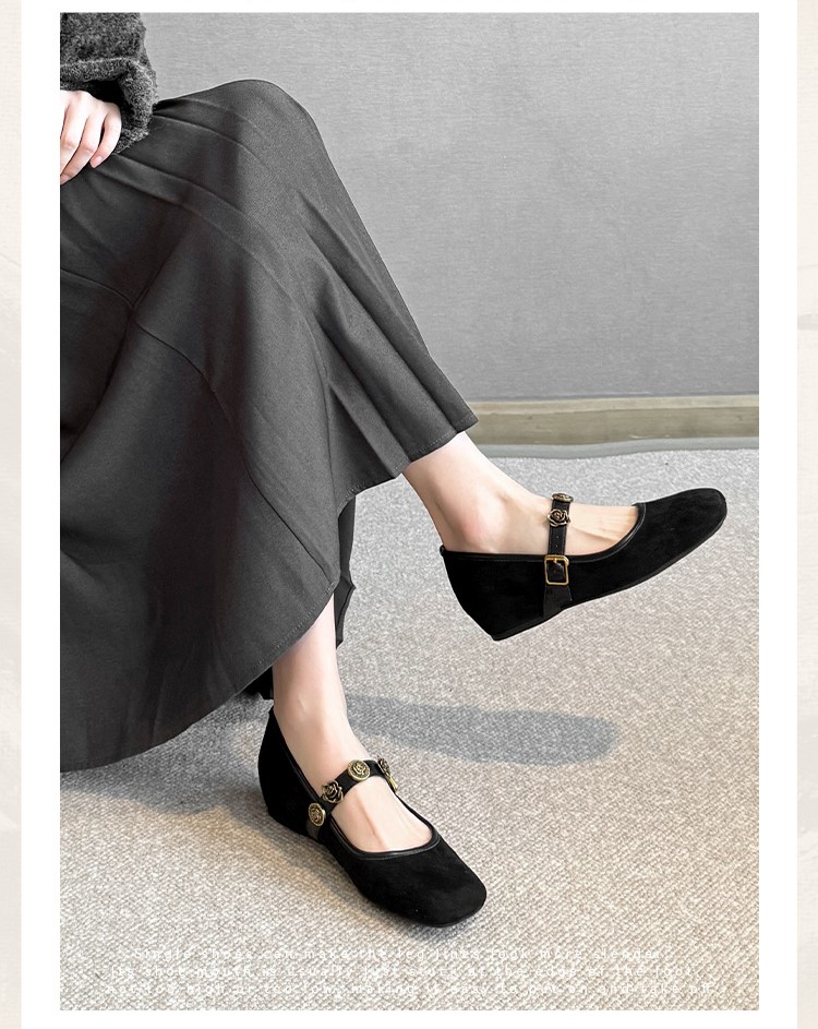 Square toe retro one-strap height-enhancing shoes 45