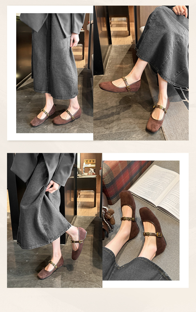 Square toe retro one-strap height-enhancing shoes 45