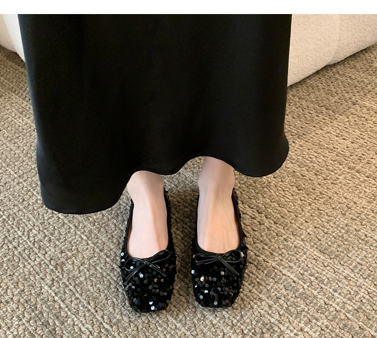 Square toe sequined soft sole women's shoes 59