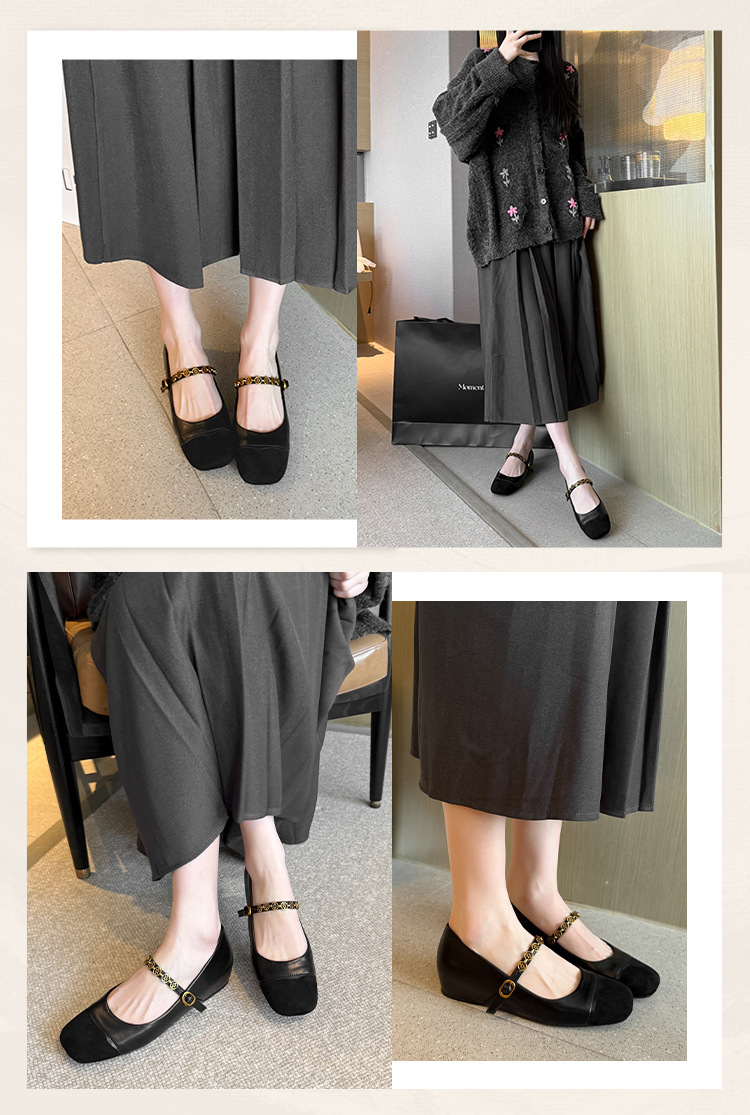 Women's square toe flat shoes pumps 55