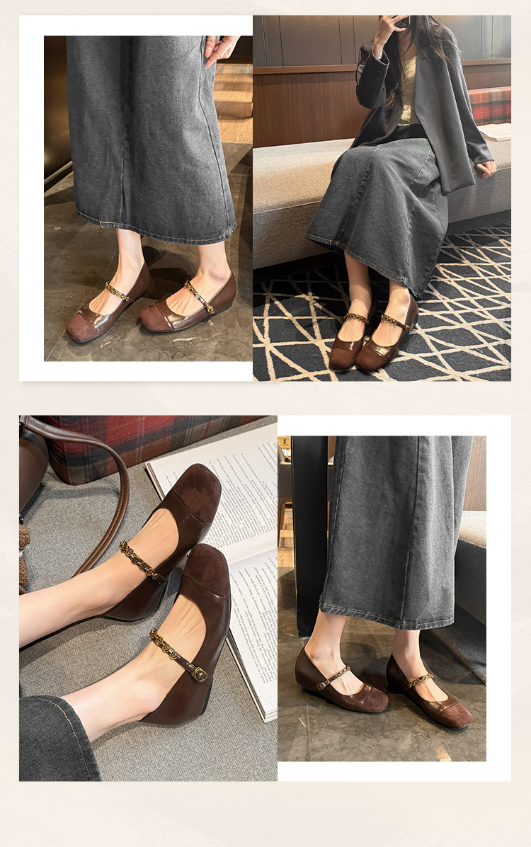 Women's square toe flat shoes pumps 55